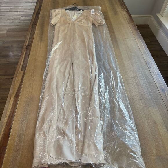 Sachin & Babi Alli Gown Champagne V Neck Satin Dress - Picture 4 of 7